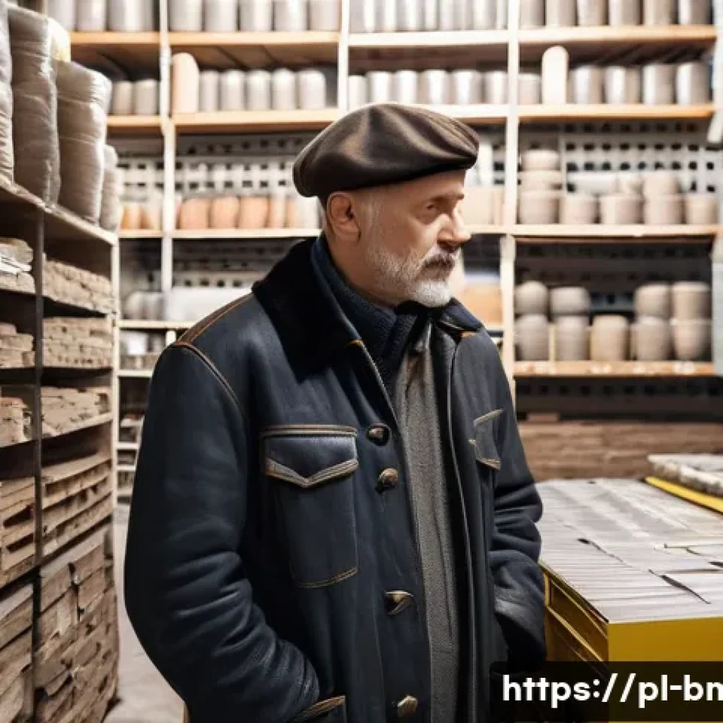 건축자재 가격 협상 노하우 - **Image Prompt:** "A cozy, slightly cluttered Polish строительный склад (hardware store) interior, l...