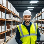 Home 19 건축자재 마케팅에서의 이메일 캠페인 - A modern construction materials warehouse interior with diverse building supplies neatly organized o...
