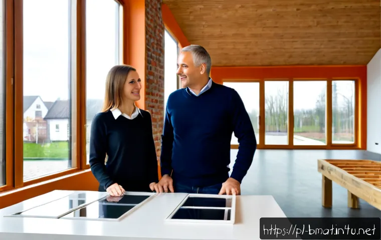 Home 17 건축자재 홍보 캠페인 사례 - Photorealistic architectural materials promotional campaign scene in a modern Polish home renovation...